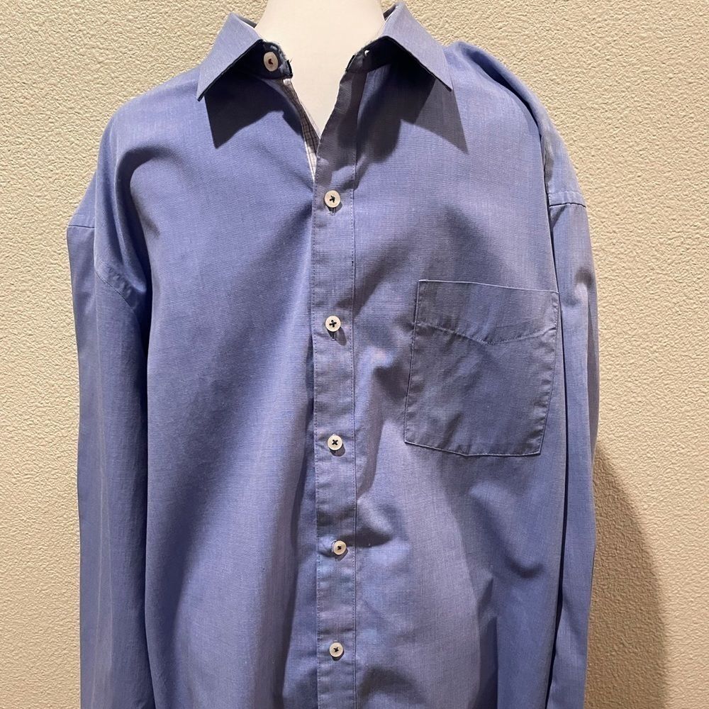 Van Heusen Originals Classic Fit Blue Button Down Collar Men Shirt Size XL17-1/2